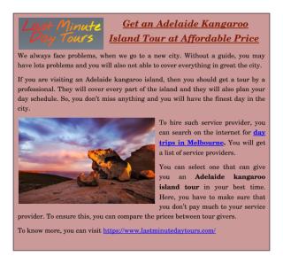 Get an Adelaide Kangaroo Island Tour at Affordable Price.pdf