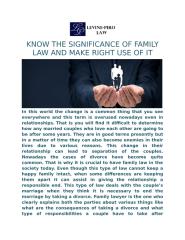 KNOW THE SIGNIFICANCE OF FAMILY LAW AND MAKE RIGHT USE OF IT.docx
