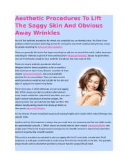 Aesthetic Procedures to Lift the Saggy Skin and Obvious Away Wrinkles.docx